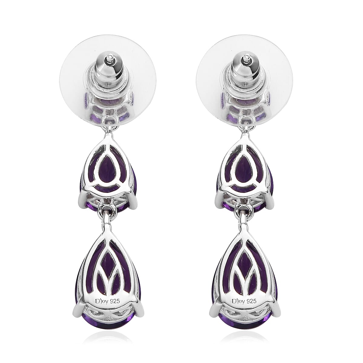 Premium Lusaka Amethyst Dangling Earrings in Platinum Over Sterling Silver 10.75 ctw image number 3