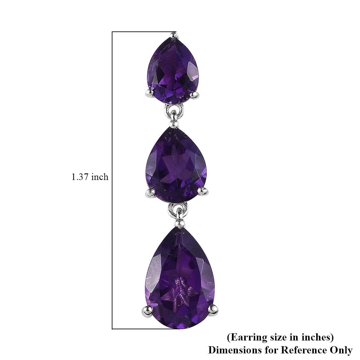 Premium Lusaka Amethyst Dangling Earrings in Platinum Over Sterling Silver 10.75 ctw image number 4