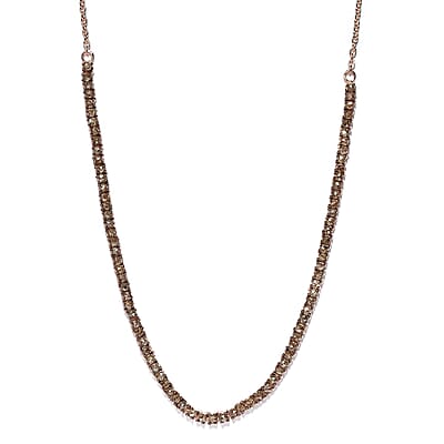 Rose Cut Natural Champagne Diamond Necklace 20 Inches in Rhodium & Vermeil Rose Gold Over Sterling Silver 4.00 ctw