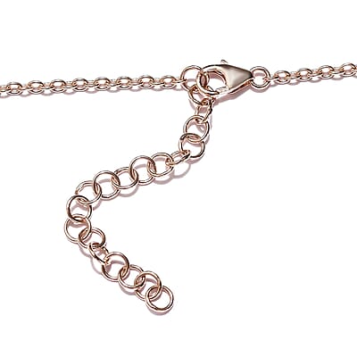 Rose Cut Natural Champagne Diamond Necklace 20 Inches in Rhodium & Vermeil Rose Gold Over Sterling Silver 4.00 ctw