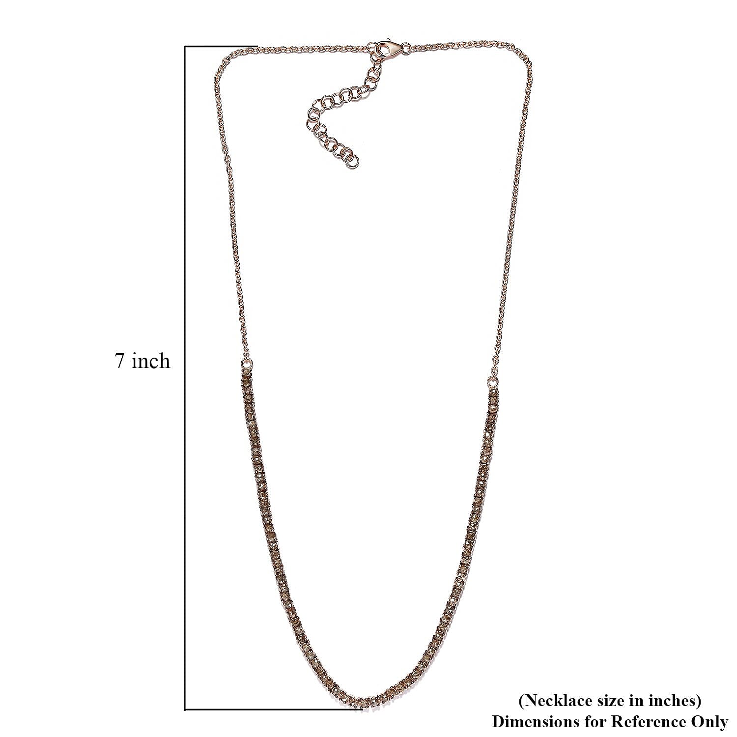 Rose Cut Natural Champagne Diamond Necklace 20 Inches in Rhodium & Vermeil Rose Gold Over Sterling Silver 4.00 ctw