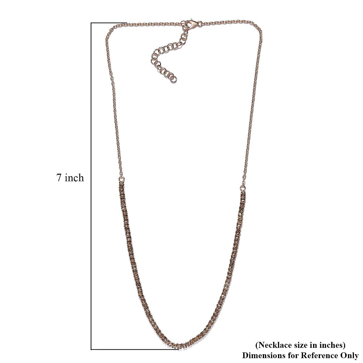 Rose Cut Natural Champagne Diamond Necklace 20 Inches in Rhodium & Vermeil Rose Gold Over Sterling Silver 4.00 ctw image number 5