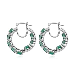 Emeraldine Quartz (Triplet) Hoop Earrings in Platinum Over Sterling Silver 9.40 ctw