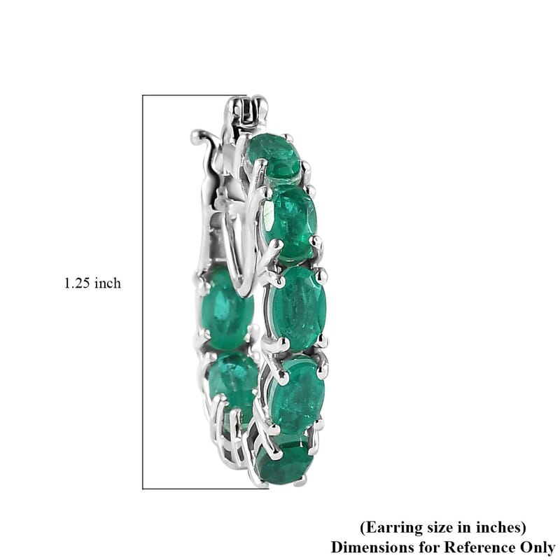 Emeraldine Quartz (Triplet) Hoop Earrings in Platinum Over Sterling Silver 9.40 ctw