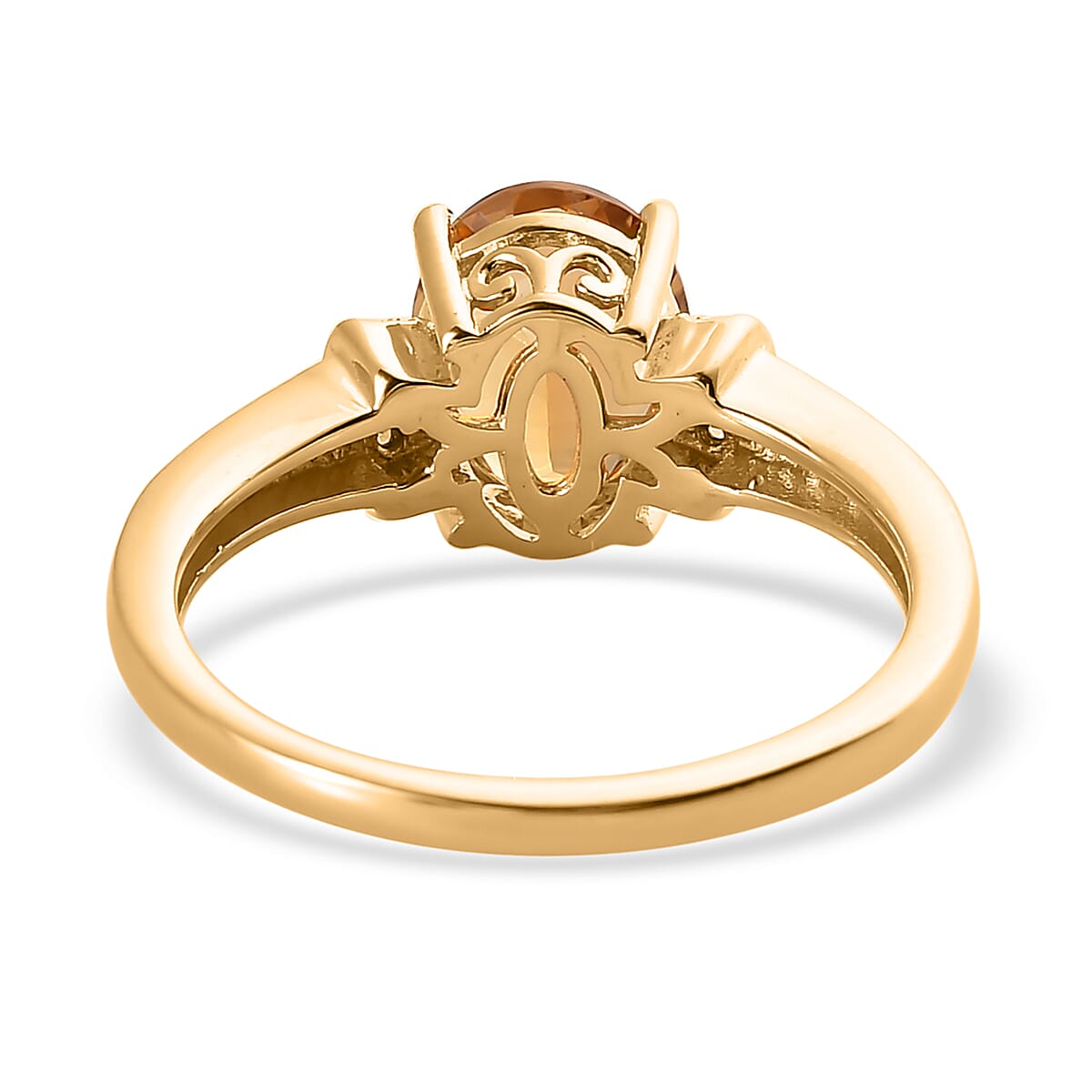 Golden Scapolite and Diamond Ring in Vermeil Yellow Gold Over Sterling Silver (Size 10.0) 1.50 ctw