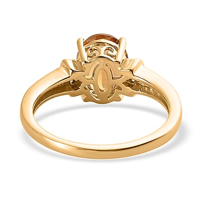 Golden Scapolite and Diamond Ring in Vermeil Yellow Gold Over Sterling Silver (Size 10.0) 1.50 ctw