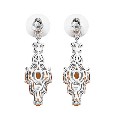 Golden Scapolite and White Zircon Earrings in Vermeil Yellow Gold and Platinum Over Sterling Silver 5.50 ctw