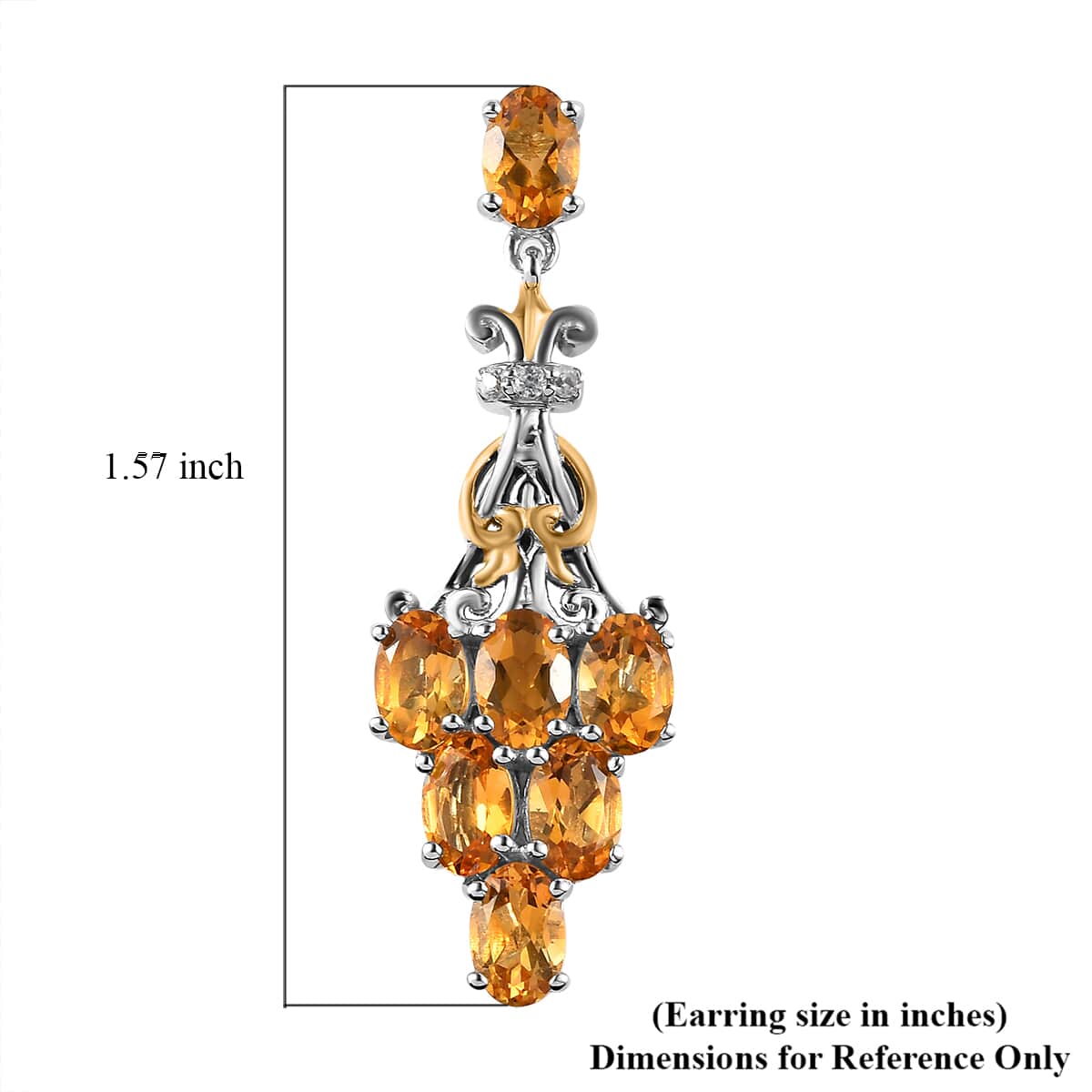 Golden Scapolite and White Zircon Earrings in Vermeil Yellow Gold and Platinum Over Sterling Silver 5.50 ctw image number 4