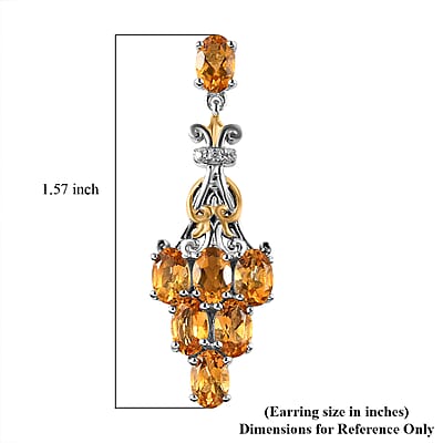 Golden Scapolite and White Zircon Earrings in Vermeil Yellow Gold and Platinum Over Sterling Silver 5.50 ctw