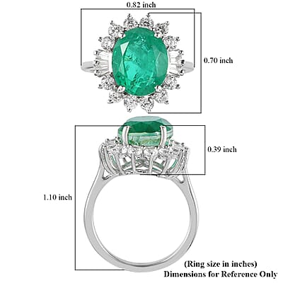 Emeraldine Quartz (Triplet) and White Zircon Sunburst Ring in Platinum Over Sterling Silver (Size 10.0) 7.00 ctw