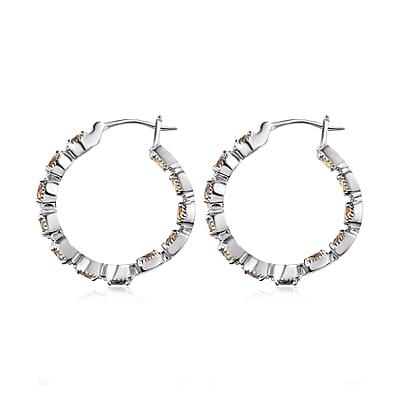 Golden Scapolite Inside Out Hoop Earrings in Platinum Over Sterling Silver 5.25 ctw