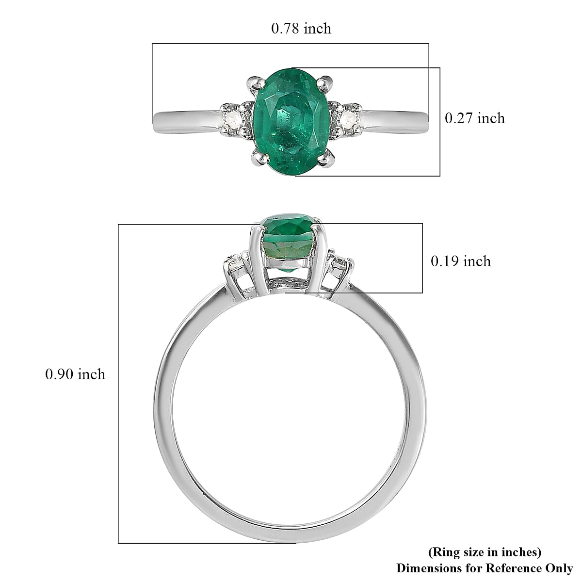 Emeraldine Quartz (Triplet) and Moissanite Ring in Platinum Over Sterling Silver (Size 10.0) 1.10 ctw