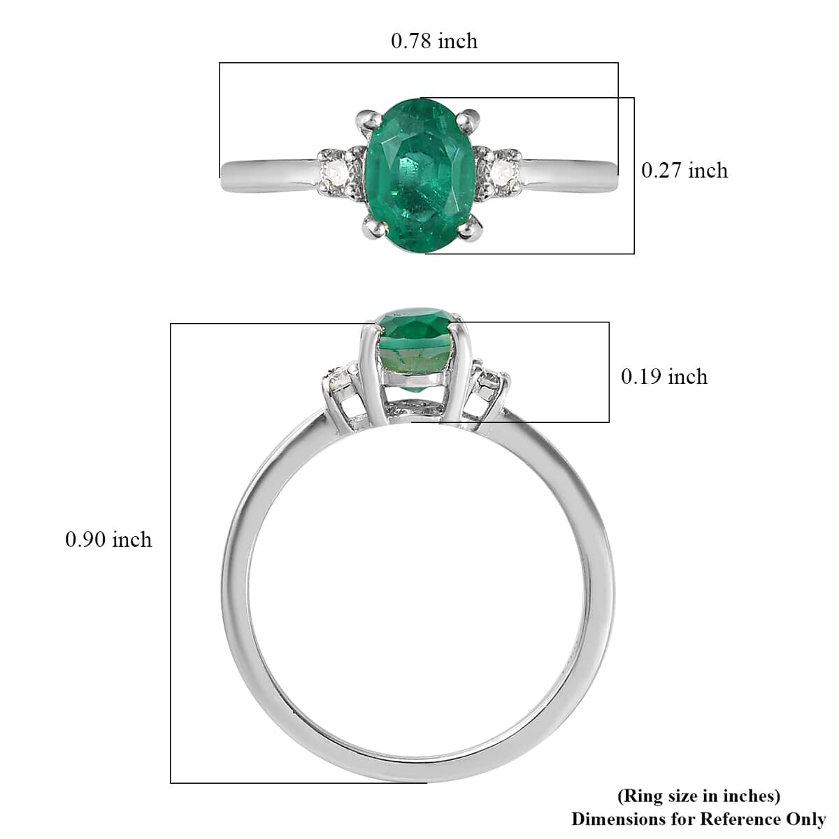 Emeraldine Quartz (Triplet) and Moissanite Ring in Platinum Over Sterling Silver (Size 9.0) 1.10 ctw (Delivery in 5-7 Business Days) image number 5