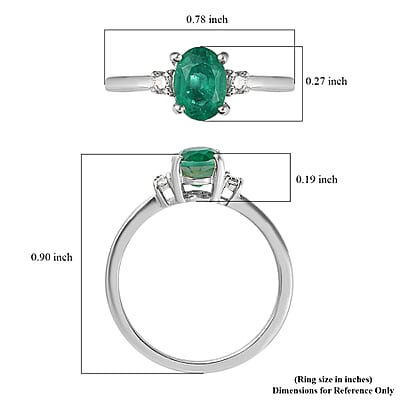 Emeraldine Quartz (Triplet) and Moissanite Ring in Platinum Over Sterling Silver (Size 10.0) 1.10 ctw