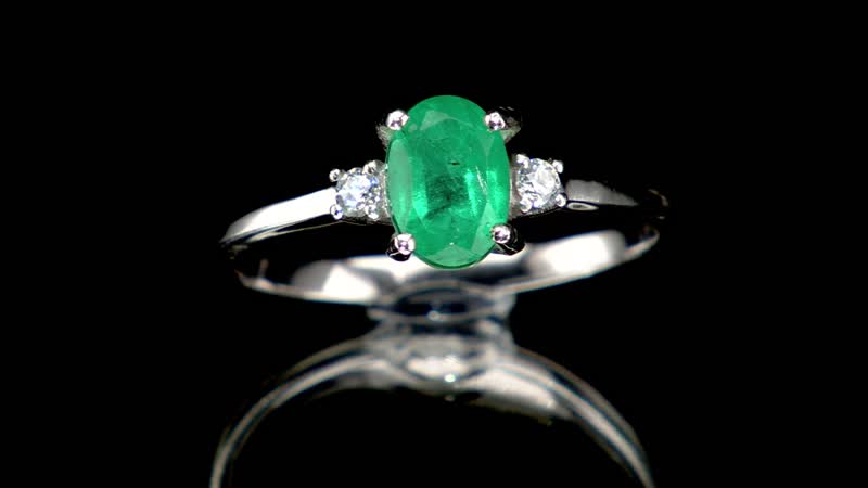 Emeraldine Quartz (Triplet) and Moissanite Ring in Platinum Over Sterling Silver (Size 9.0) 1.10 ctw (Delivery in 5-7 Business Days)