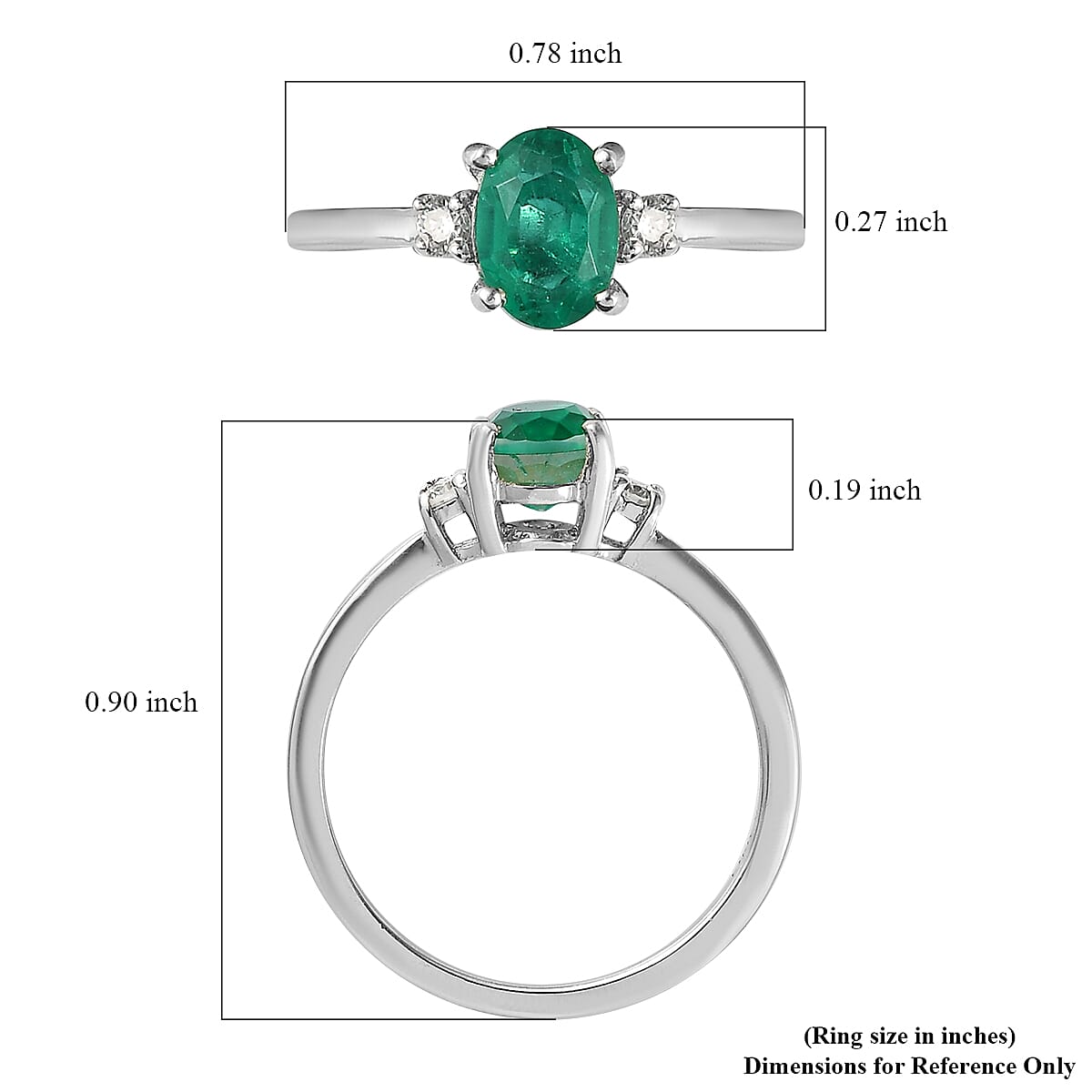 Emeraldine Quartz (Triplet) and Moissanite Ring in Platinum Over Sterling Silver (Size 8.0) 1.10 ctw image number 5