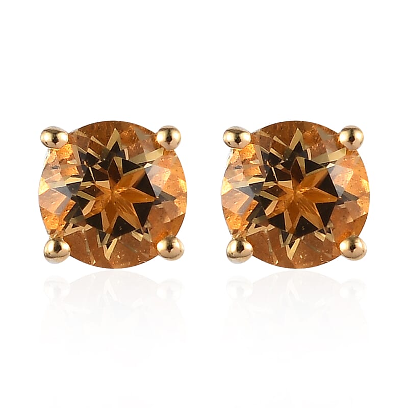 Golden Scapolite Solitaire Stud Earrings 0.75 ctw