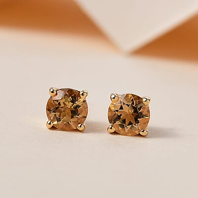 Golden Scapolite Solitaire Stud Earrings 0.75 ctw