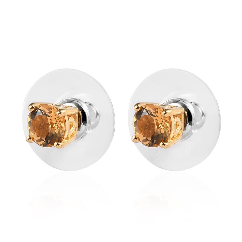 Golden Scapolite Solitaire Stud Earrings 0.75 ctw