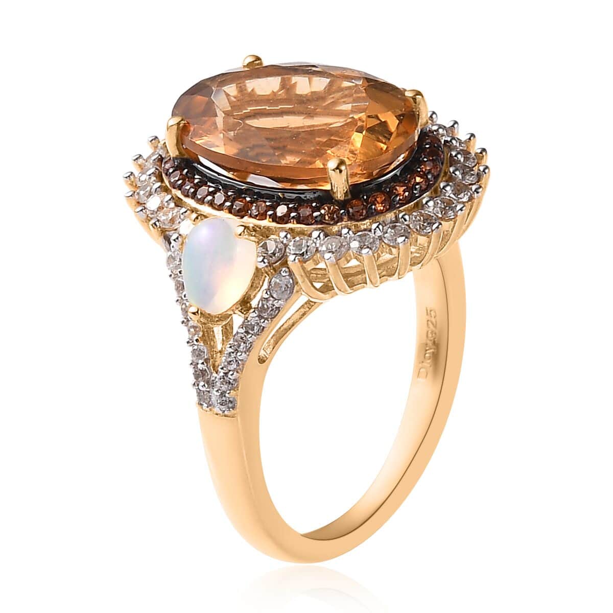 Golden Scapolite and Multi Gemstone Cluster Ring in Vermeil Yellow Gold Over Sterling Silver 6.60 ctw image number 3