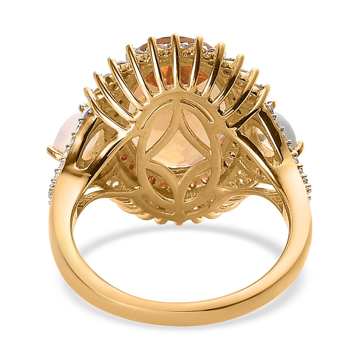 Premium Golden Scapolite and Multi Gemstone Cocktail Ring in Vermeil Yellow Gold Over Sterling Silver (Size 9.0) 6.65 ctw image number 4