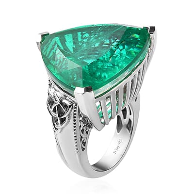 Emeraldine Quartz (Triplet) Ring in Platinum Over Sterling Silver (Size 10.0) 48.00 ctw