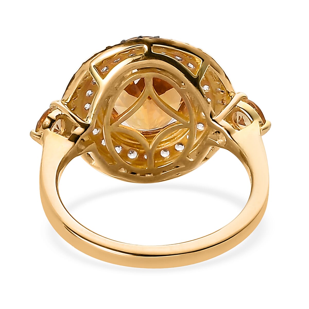 Golden Scapolite, Natural White and Brown Zircon Ring in Vermeil Yellow Gold Over Sterling Silver 4.40 ctw image number 4