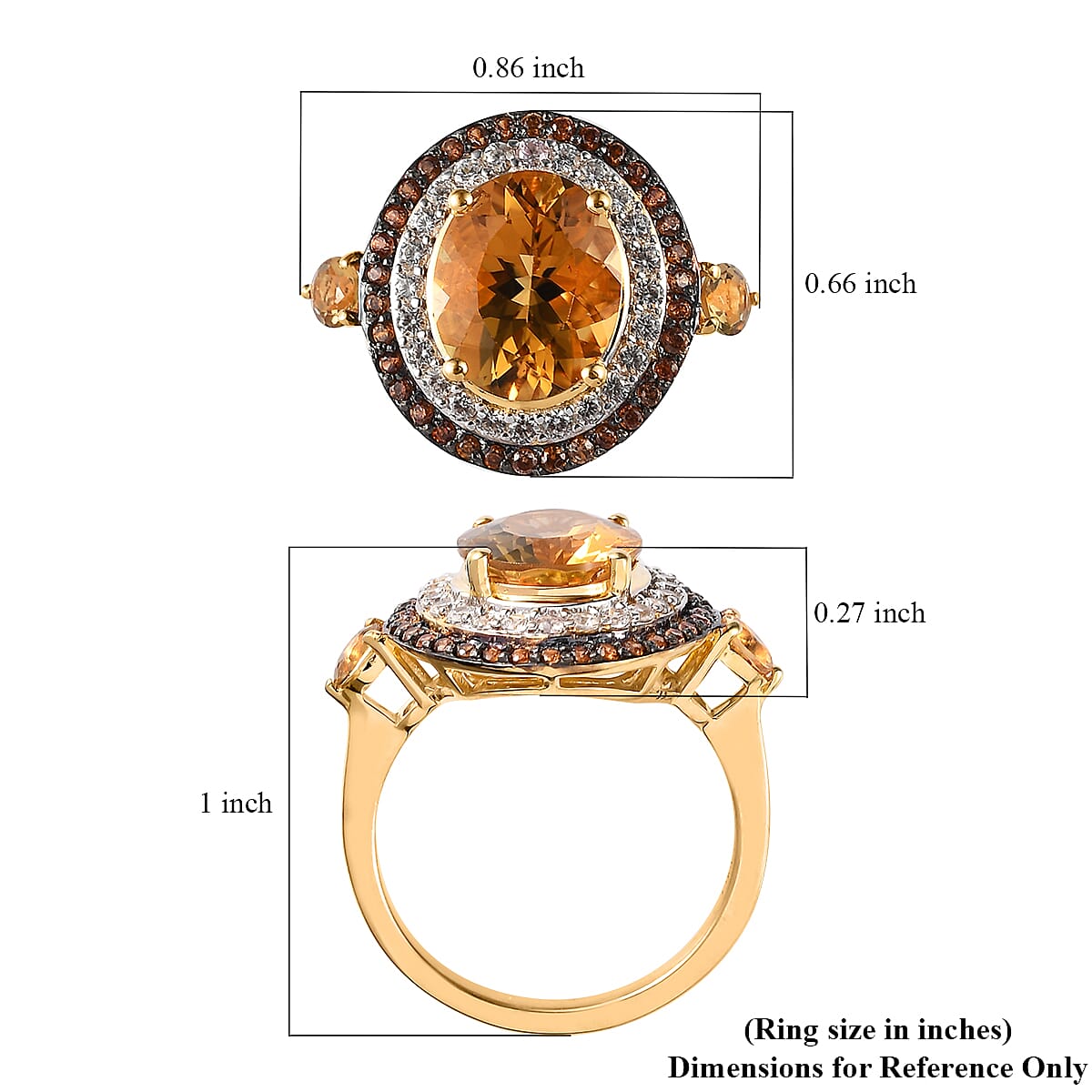 Golden Scapolite, Natural White and Brown Zircon Ring in Vermeil Yellow Gold Over Sterling Silver 4.40 ctw image number 5