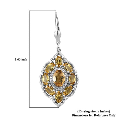 Golden Scapolite and White Zircon Lever Back Earrings in Platinum Over Sterling Silver 4.75 ctw
