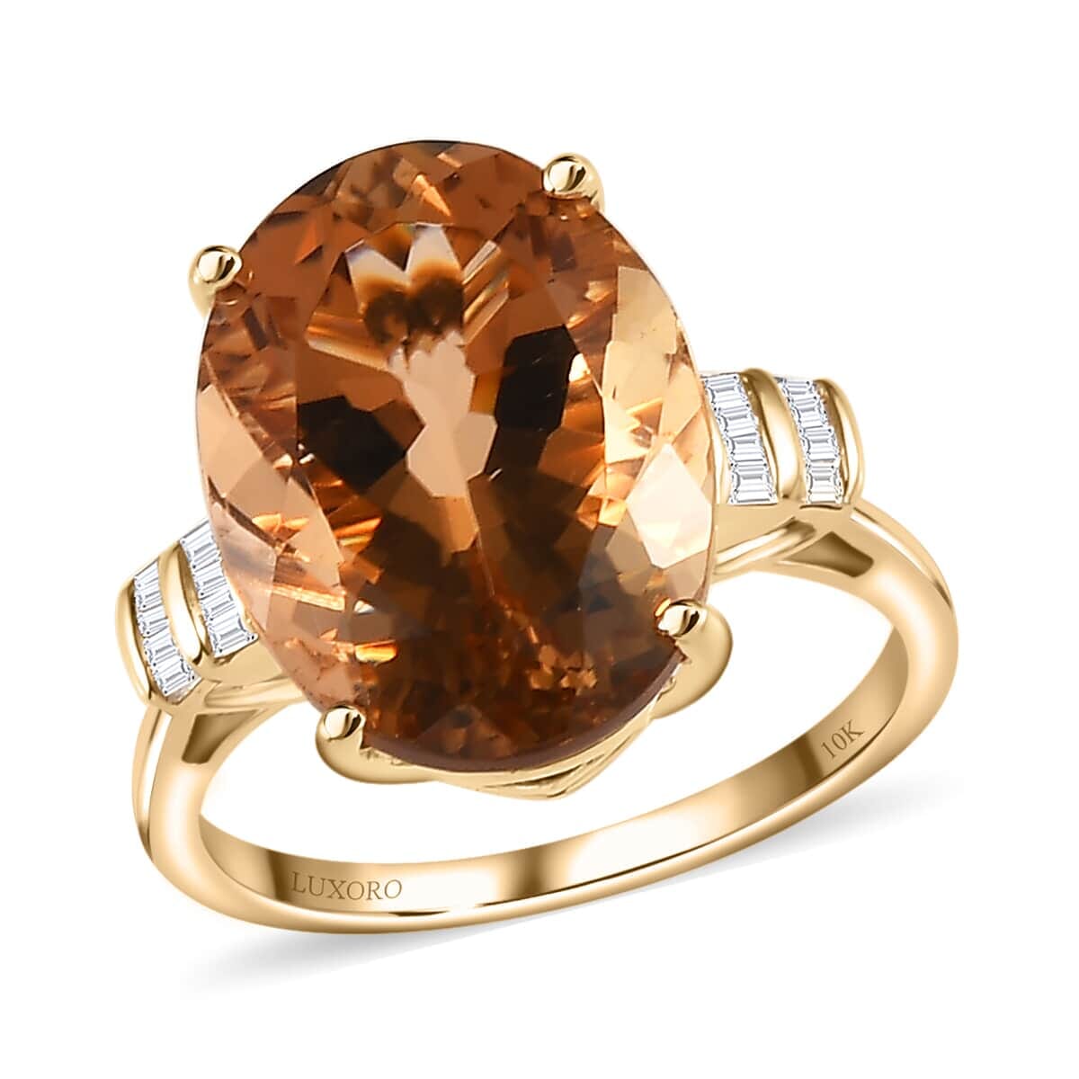 LUXORO 10K Yellow Gold Premium Golden Scapolite and Diamond Ring 2.85 Grams 8.15 ctw image number 0