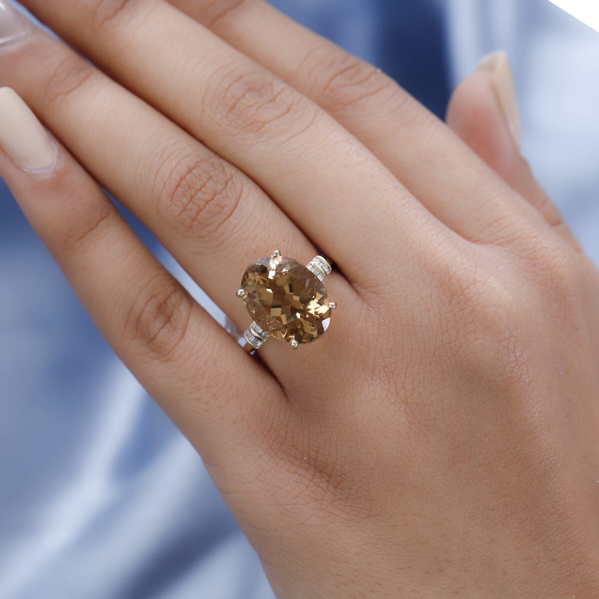 LUXORO 10K Yellow Gold Premium Golden Scapolite and Diamond Ring 2.85 Grams 8.15 ctw image number 2