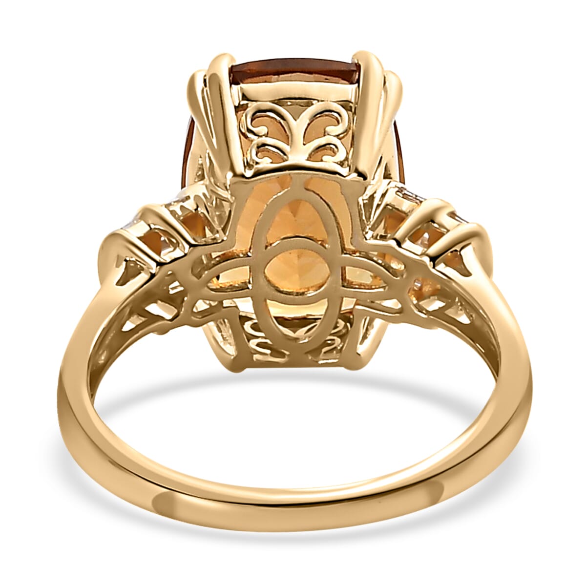 LUXORO 10K Yellow Gold Premium Golden Scapolite, Diamond (0.20 cts) Ring (Size 6.0) (3 g) 6.00 ctw image number 4