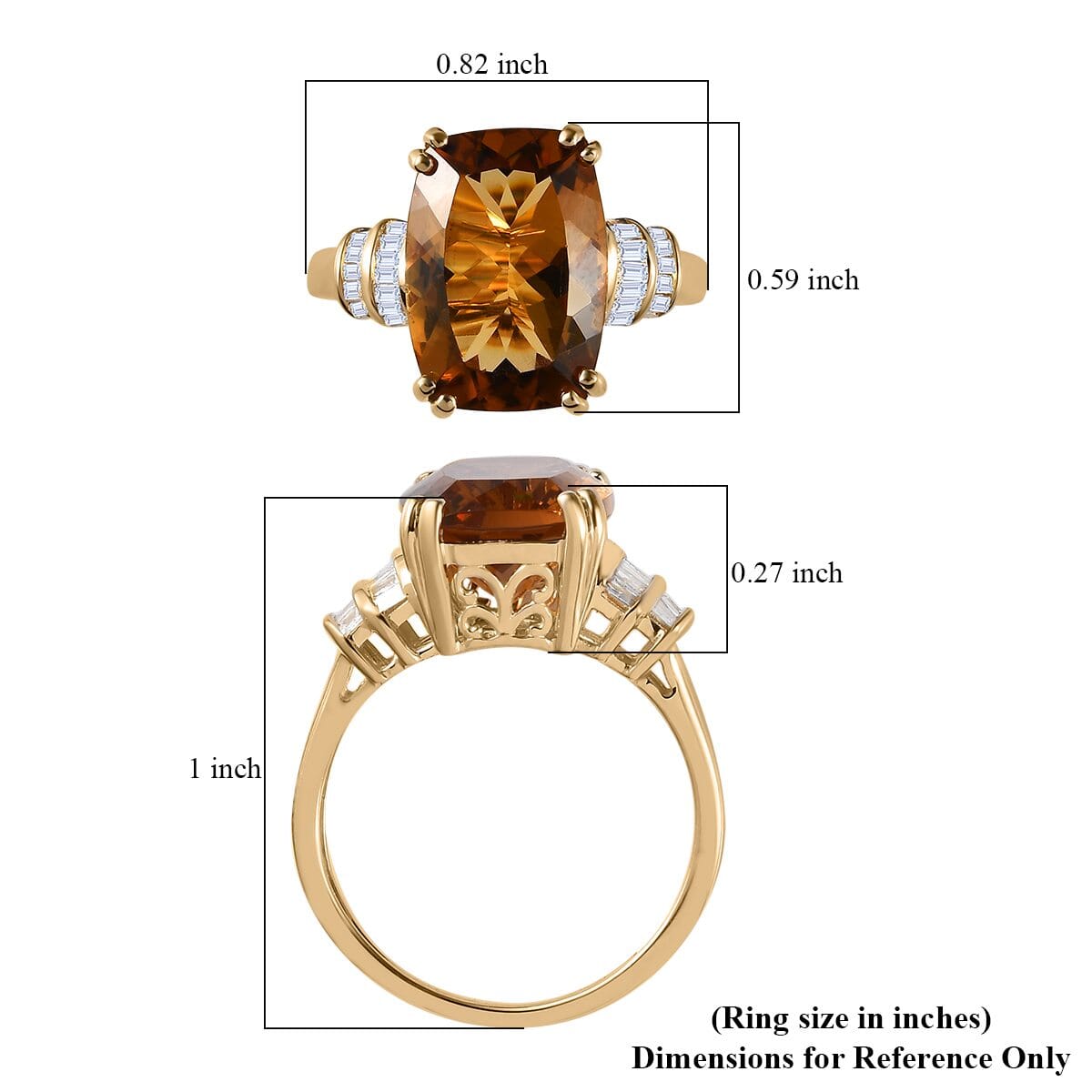 LUXORO 10K Yellow Gold Premium Golden Scapolite, Diamond (0.20 cts) Ring (Size 6.0) (3 g) 6.00 ctw image number 5