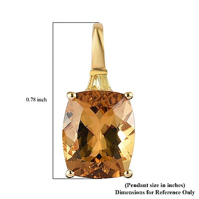 Premium Golden Scapolite and Natural Yellow Diamond Accent Solitaire Pendant in Vermeil Yellow Gold Over Sterling Silver 3.60 ctw