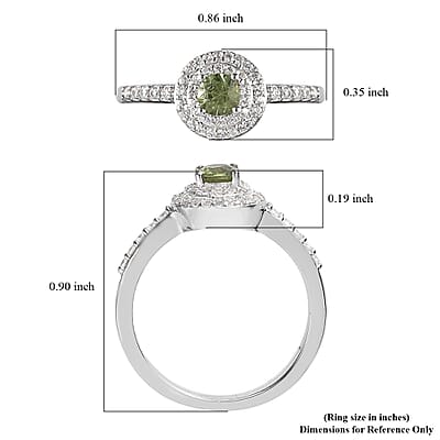 Ambanja Demantoid Garnet and White Zircon Double Halo Ring in Platinum Over Sterling Silver (Size 10.0) 0.75 ctw
