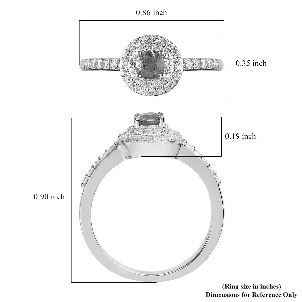 Natural Ambanja Demantoid Garnet, Natural White Zircon Double Halo Ring in Platinum Over Sterling Silver (Size 10.0) 0.75 ctw image number 5