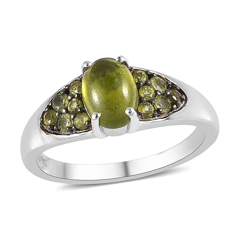 Italian Natural Vesuvianite Ring in Platinum Over Sterling Silver (Size 6.0) 1.25 ctw