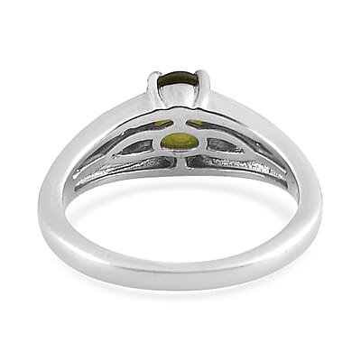 Italian Natural Vesuvianite Ring in Platinum Over Sterling Silver (Size 6.0) 1.25 ctw