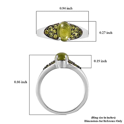 Italian Natural Vesuvianite Ring in Platinum Over Sterling Silver (Size 6.0) 1.25 ctw