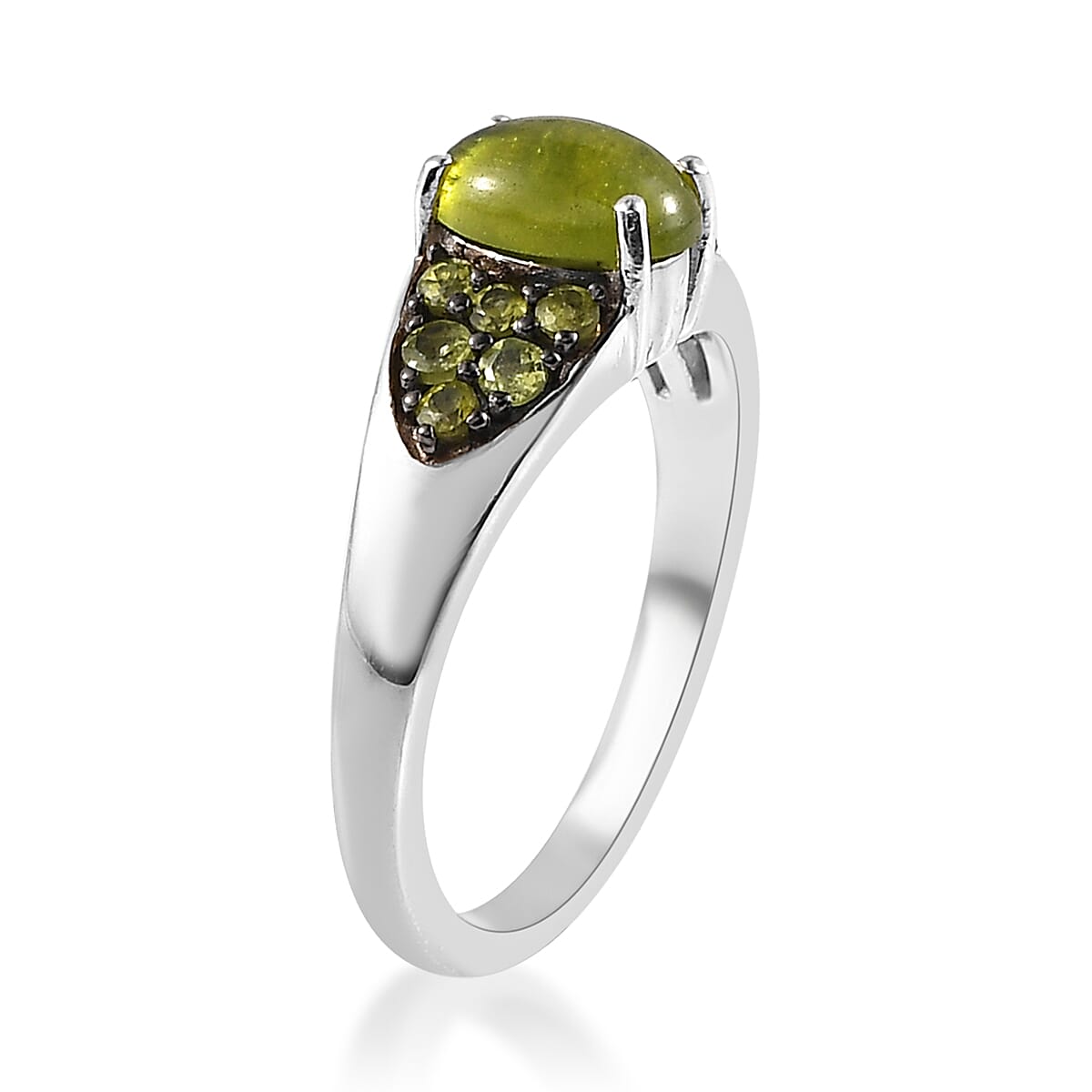 Italian Natural Vesuvianite Ring in Platinum Over Sterling Silver (Size 7.0) 1.25 ctw image number 3