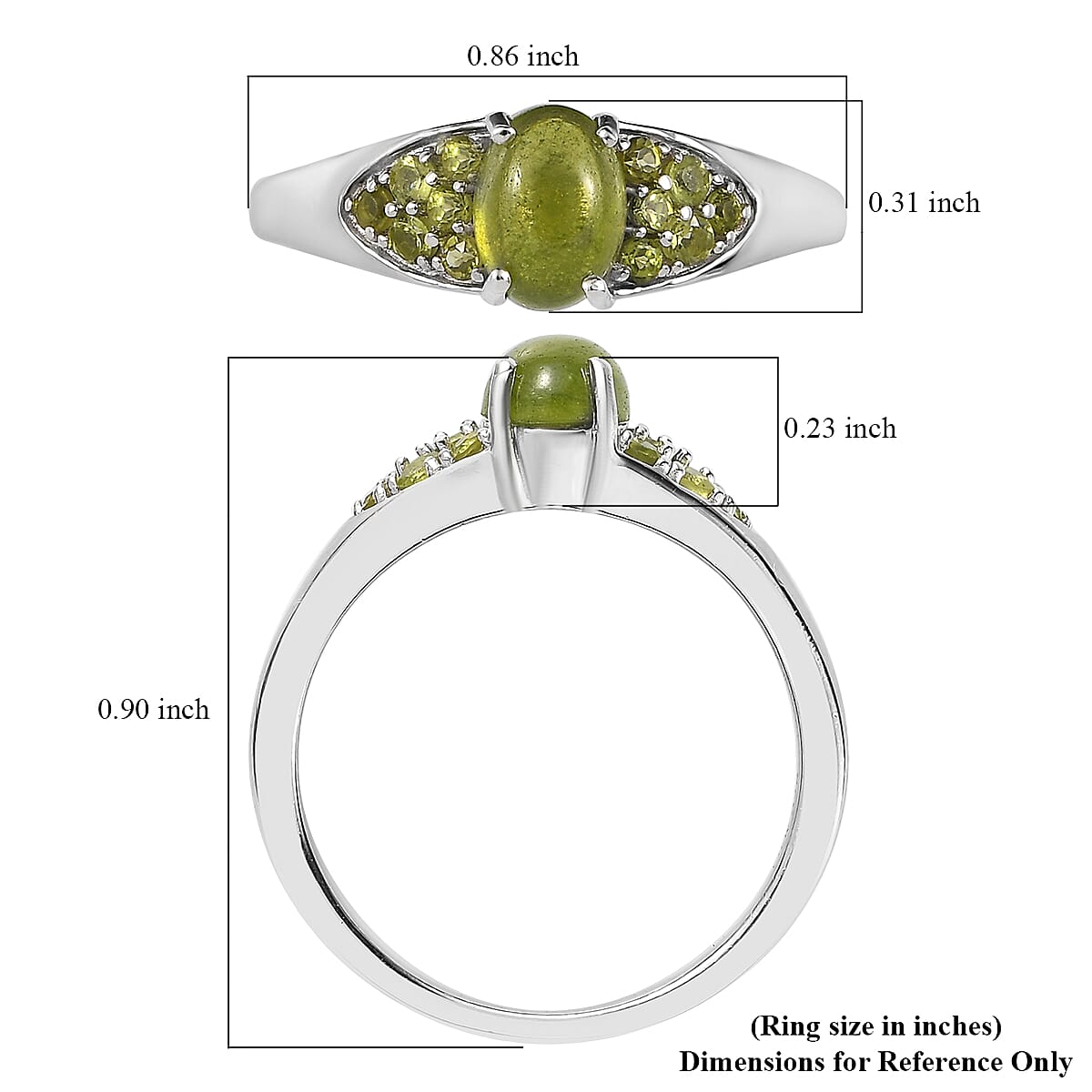 Italian Natural Vesuvianite Ring in Platinum Over Sterling Silver (Size 7.0) 1.25 ctw image number 5