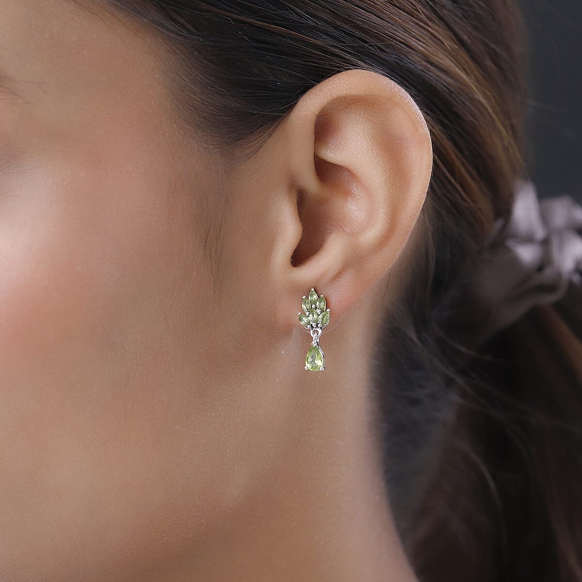 Italian Natural Vesuvianite Dangling Earrings in Platinum Over Sterling Silver 1.85 ctw image number 2