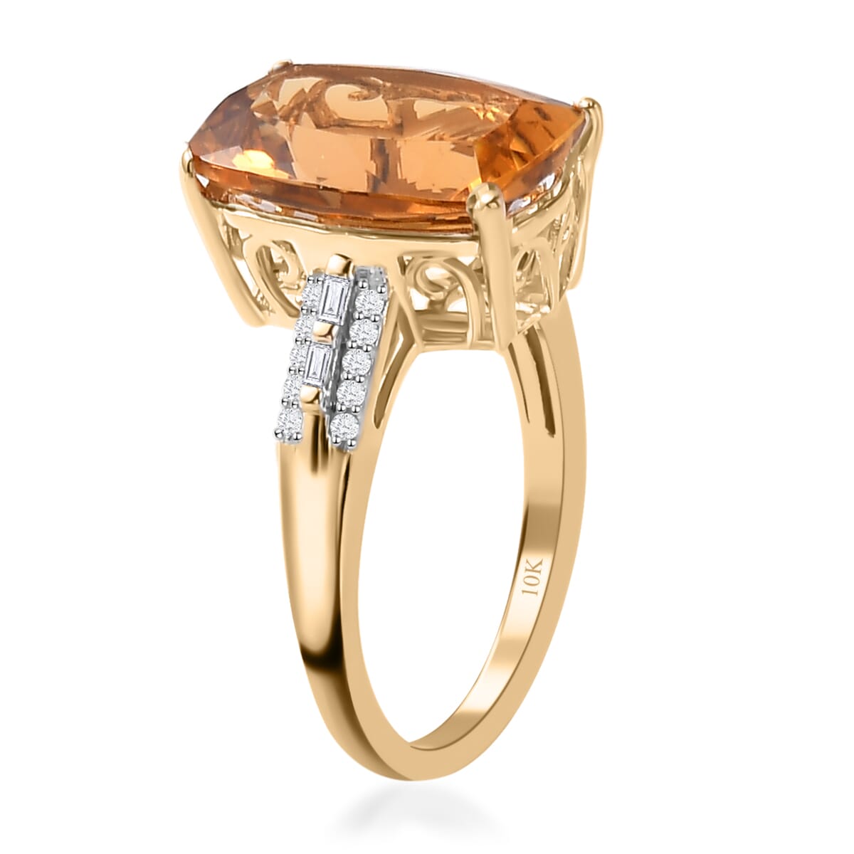 LUXORO 10K Yellow Gold Premium Golden Scapolite, Diamond Ring 2.75 Grams 6.00 ctw image number 3