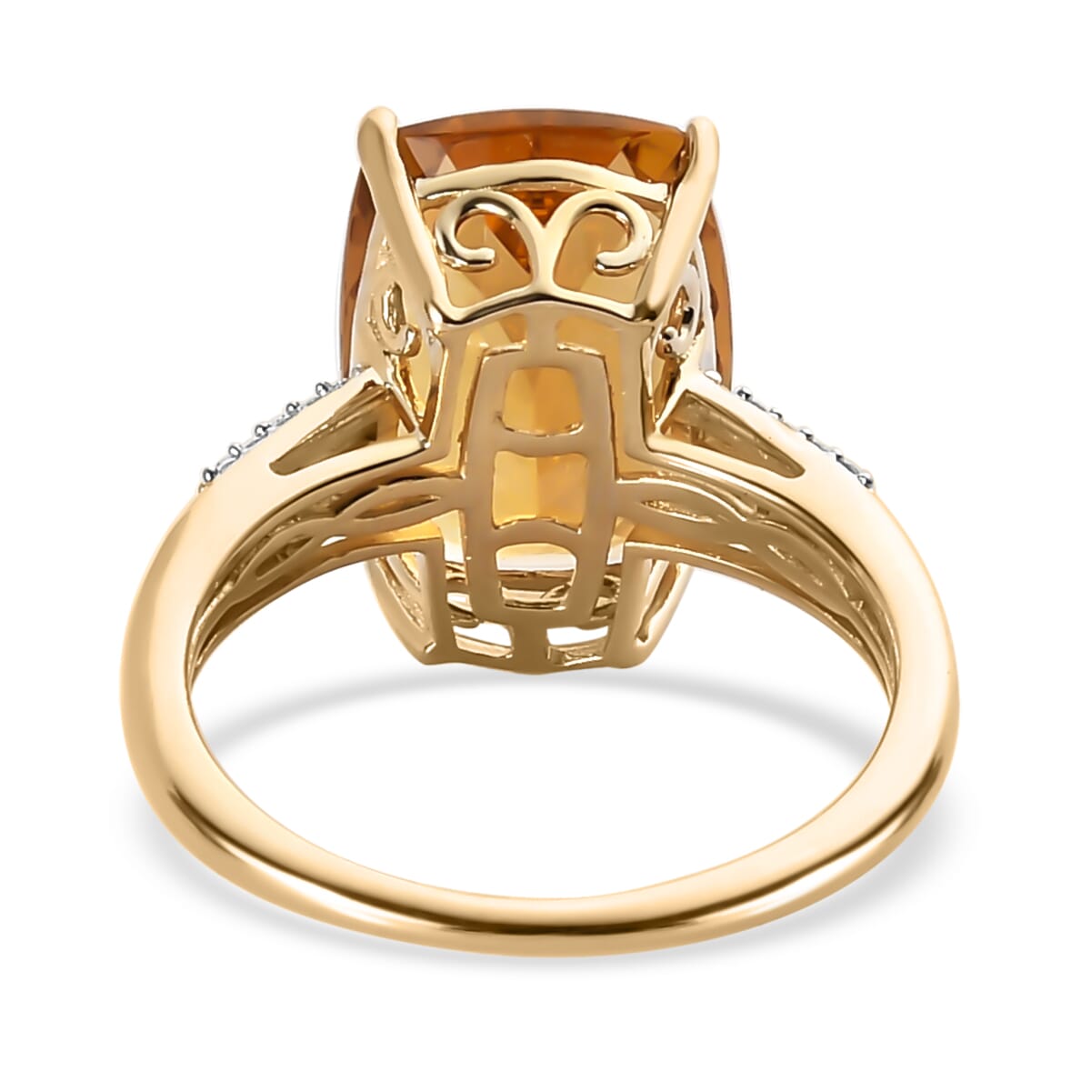 LUXORO 10K Yellow Gold Premium Golden Scapolite, Diamond Ring 2.75 Grams 6.00 ctw image number 4