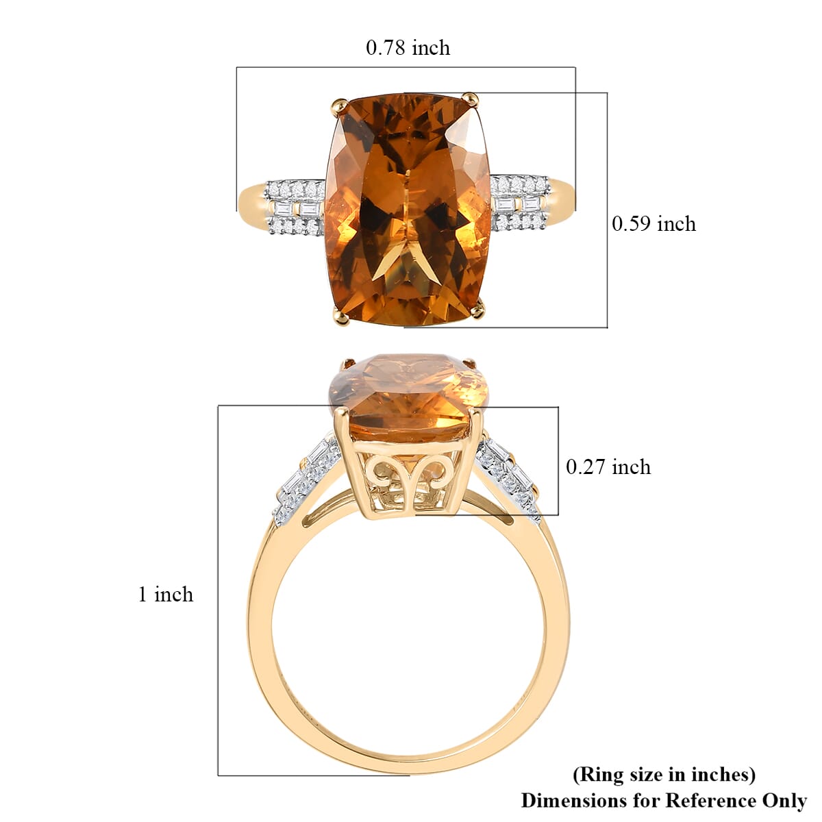 LUXORO 10K Yellow Gold Premium Golden Scapolite, Diamond Ring 2.75 Grams 6.00 ctw image number 5