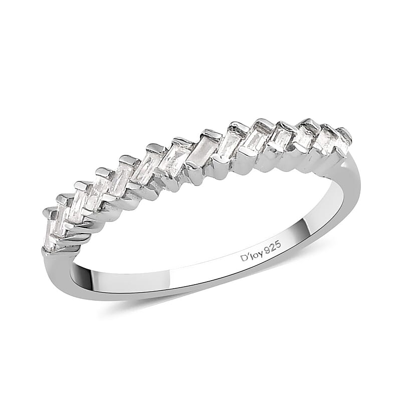 Diamond Half Eternity Band Ring in Platinum Over Sterling Silver (Size 10.0) 0.25 ctw