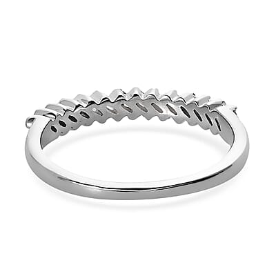 Diamond Half Eternity Band Ring in Platinum Over Sterling Silver (Size 10.0) 0.25 ctw