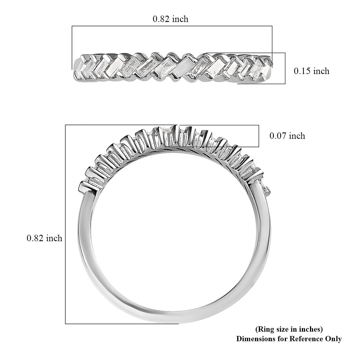 Diamond Half Eternity Band Ring in Platinum Over Sterling Silver (Size 10.0) 0.25 ctw