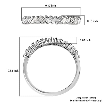 Diamond Half Eternity Band Ring in Platinum Over Sterling Silver (Size 10.0) 0.25 ctw