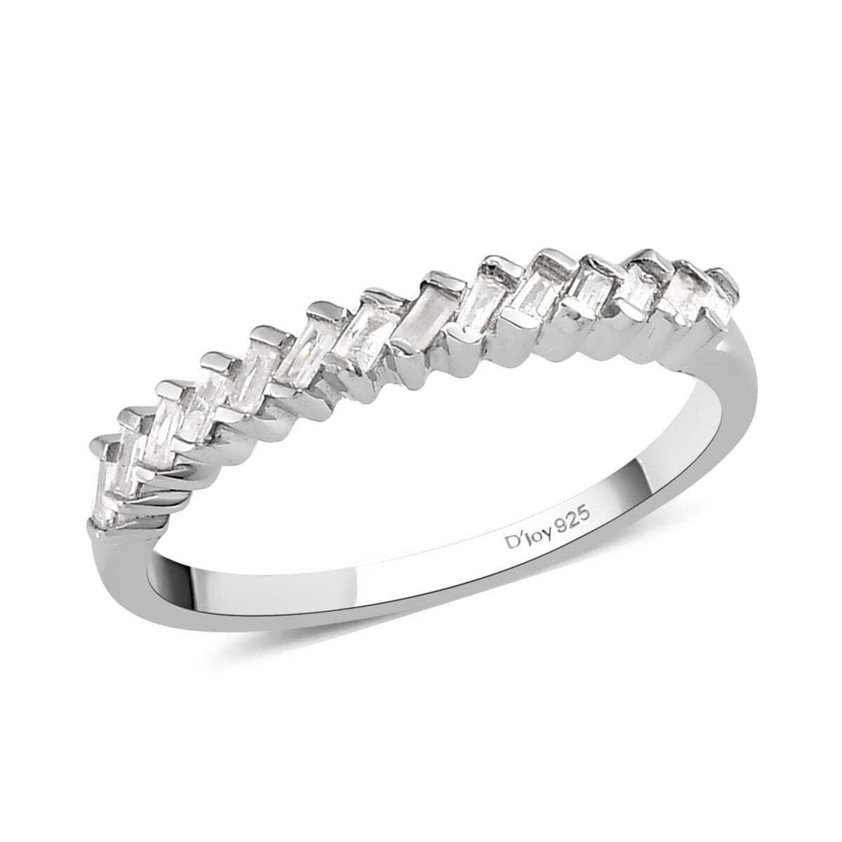 Diamond Half Eternity Band Ring in Platinum Over Sterling Silver (Size 6.0) 0.25 ctw image number 0